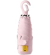 Travebo Mini Compact Folding Travel Umbrella with Carabiner Ring Handle,Fiberglass Ribs,UV Protec...