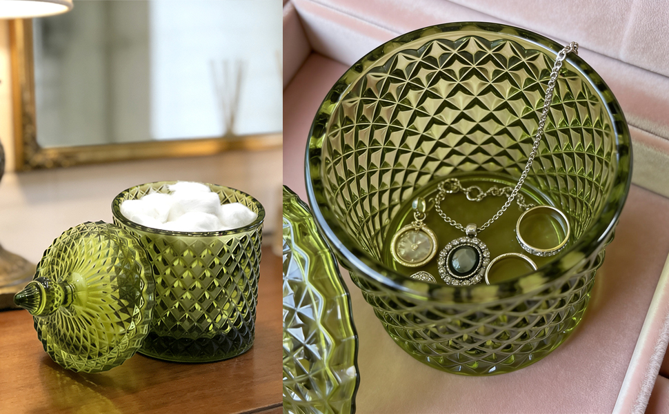 decorative jar cotton pad holder sage green bathroom decor tampon holder for bathroom