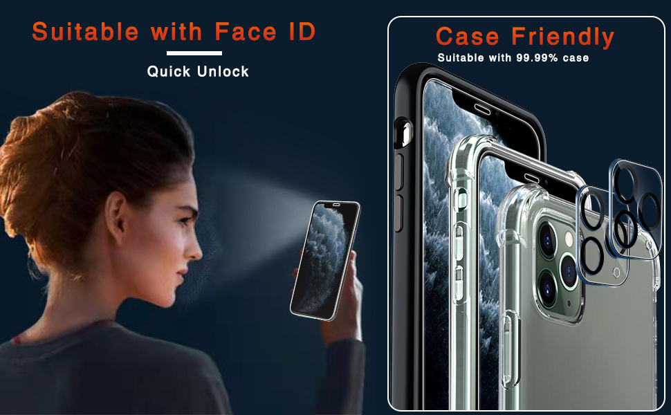 Ferilinso Screen Protector + Camera Lens Protector for iPhone 11 Pro Max