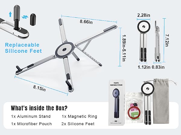 pocket sized laptop stand travel tech pouch replacement silicone feet small foldable computer riser