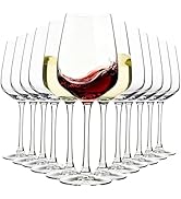 YARYOUNG 15oz Wine Glasses Set of 12, Thickened Stemmed Glasses for Red/White Wine, Heavy Base Cl...