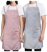 Cardkiss 2 Pack Kitchen Cooking Aprons, Soft Aprons for Women Men with 2 Pockets Chef Apron with ...