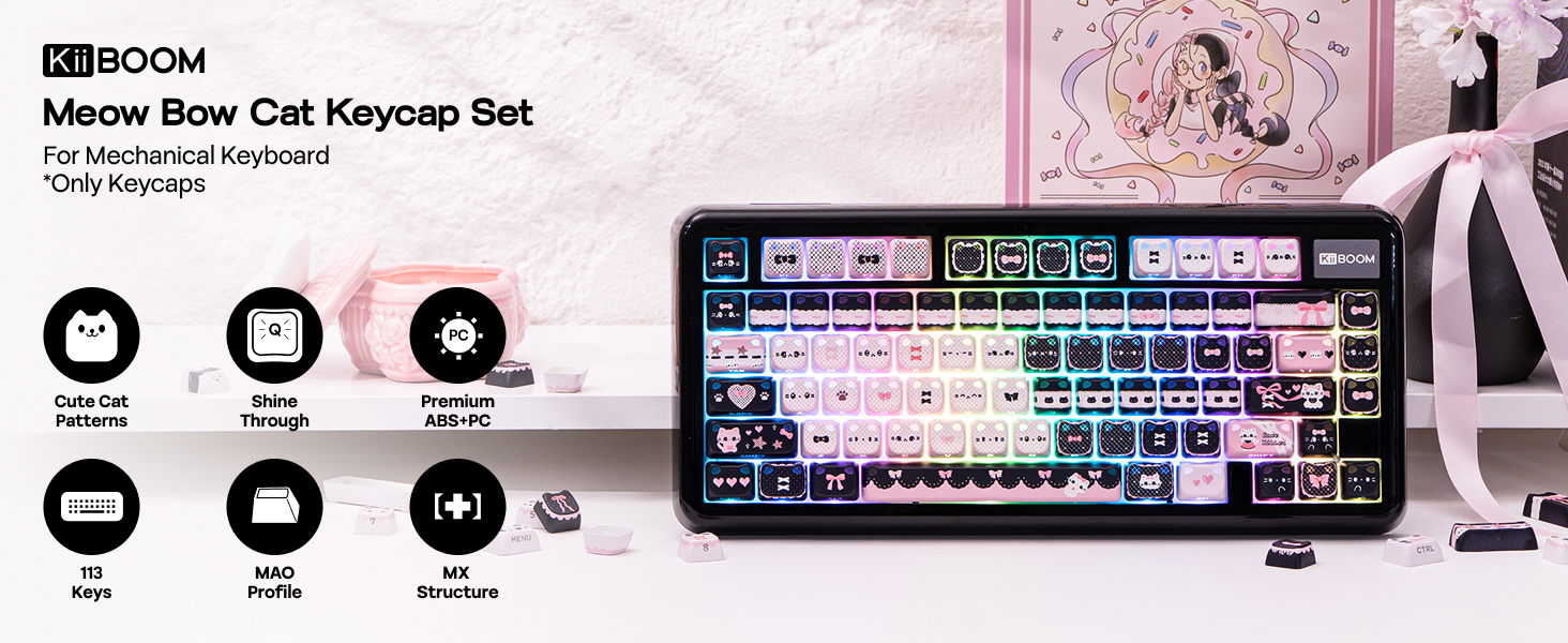 Meow Bow Keycaps