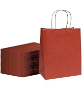FACEBAG Gift Bags with Handles, 8x4.25x10.5 Inches, 100 Pcs, Kraft Paper, Red, Shopping Bags, Par...