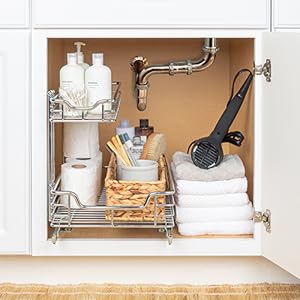 Chroming sliding under-cabinet glidez work in the bathroom