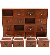 Vintage Apothecary Cabinet with 16 Drawers – Wooden Library Card Catalog Cabinet, Retro Apothecar...
