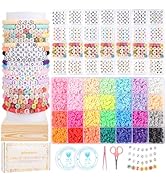 Friendship Bracelet Kit with 28 Colors, 5040 Clay Beads, 1200 Letter Beads for Jewelry Making - 4...
