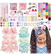 882 Pcs Hair Accessories for Little Girls Colorful Elastic Ties Soft Rubber Bands Bow Flower Star...