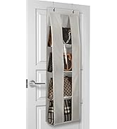 Lirex Over the Door Purse Organizer, handbag storage organizer with 4 Clear Pockets Foldable, pur...