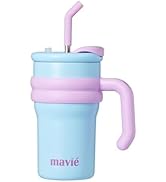 MAVIÉ 17oz Tumbler With Handle & Metal Straw + Silicone Cover & Sip Spout, Double Insulated Stain...