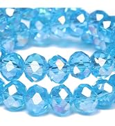 Songxi 6mm Faceted Rondelle Glass Beads for Jewelry Making 240PCS, Crystal Glass Beads DIY Arts a...