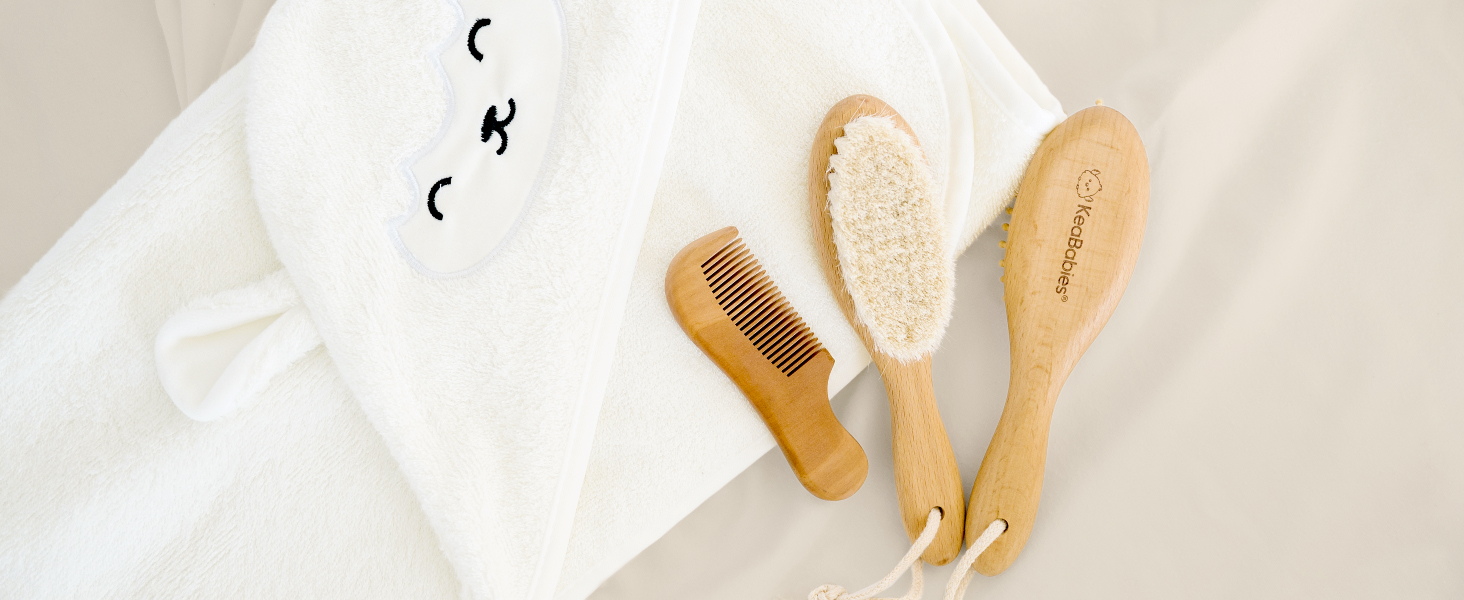 baby hair brush comb newborn set wooden goat bristles cradle cap boys girls toddlers hairbrush