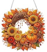 Eiflow Acrylic Diamond Art Hanging Kit for Adults Autumn, DIY Diamonds Painting Door Hanger Board...