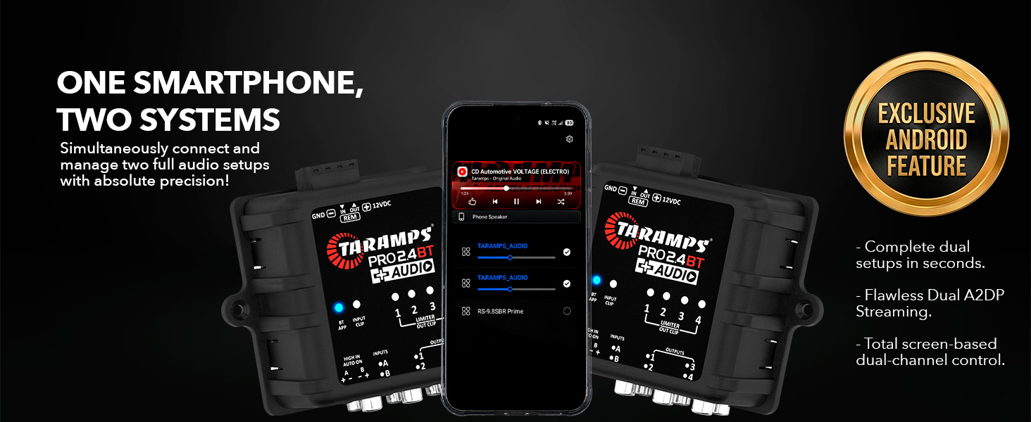 Taramps DSP PRO 2.4 BT+ Audio Processor with Bluetooth, EQ, Time Alignment and App Control