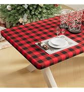 Smiry Rectangle Picnic Table Cloth, Elastic Waterproof Fitted Vinyl Tablecloth for 6 FT Tables, F...