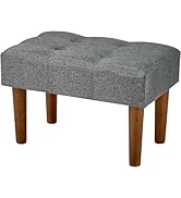 VECELO Small Foot Rest Under Desk Ottoman, Linen Foot Stool with Legs, Rectangle Footrest Leg Res...
