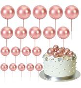 ASTARON 20 Pcs Ball Cake Topper Decorations Mini Balloons Cake Topper Sticks Rose Gold Balls Cake...