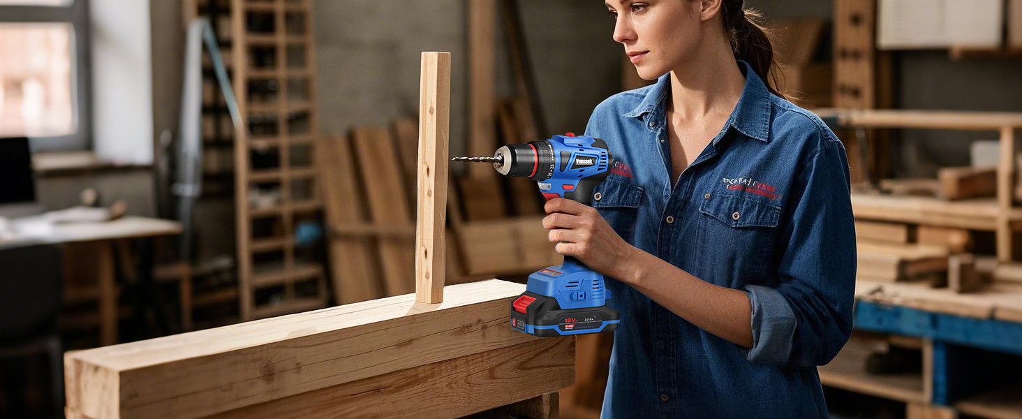 Cordless Power Drill Tool Box with Battery Electric Drill Driver for Men Home Hand Repair