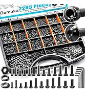 Bemaka 2285PCS M2 M3 M4 M5 Metric Screw Assortment Kit, Socket Head & Button Head Metric Screws a...