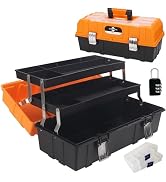 WEWLINE 16.5-Inch Tool Box Organizer 3-Layer Multiplication Plastic Storage Toolbox with Portable...