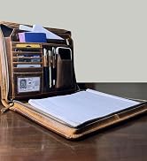 Leather Portfolio for Men - Full Grain Leather Padfolio Folder - Zipper Folio Documents Organizer...