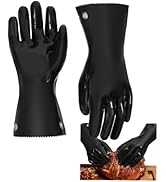 GAGAQI Insulated BBQ Gloves Heat Resistant/No Stiff for Grill/Cooking/Pit,Grilling Gloves,Meat Gl...