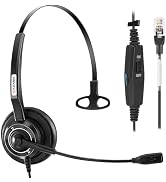 Phone Headset RJ9 with Microphone Noise Cancelling & Mute Switch, Telephone Headset Compatible wi...