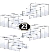 Aheroi Acrylic Risers, 20 Pcs 4 Set Display Stands, Clear Rectangular Risers for Decor, Cupcake F...