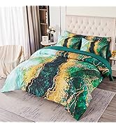 PERFEMET Green Marble Pattern Bedding Sets Queen Size Watercolor Tie Dye Quilt Sets Luxurious Ret...