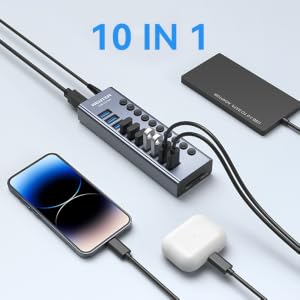 10 in 1 Powered usb hub