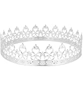 ACO-UINT King Crown Prince Crown for Men Full Round Hair Band for Men Silver Headband for Birthda...