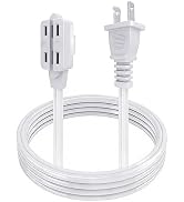 6ft Power Strip with 3 Outlets, 16/2 SPT-2, 13 Amp 125V 1625 W, 2 Prong Extension Cord Socket for...