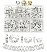300pcs FIVEIZERO Rondelle Spacer Beads for Jewelry Making, 6mm, 8mm, 10mm Beads with Holes, Silve...