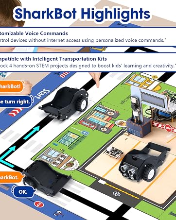 STEM Toys SharkBot Smart Car Kit Voice-Controlled ESP32 Coding Robot Robotics Kit