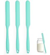 Silicone Jar Spatula Set of 3, Long Handle Skinny Spatula and Spurtle for Sourdough Starter, Flex...