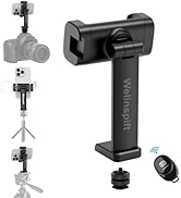 Phone Tripod Mount Holder with Cold Shoe & 1/4” Thread, 360° Rotating Smartphone Tripod Adapter w...