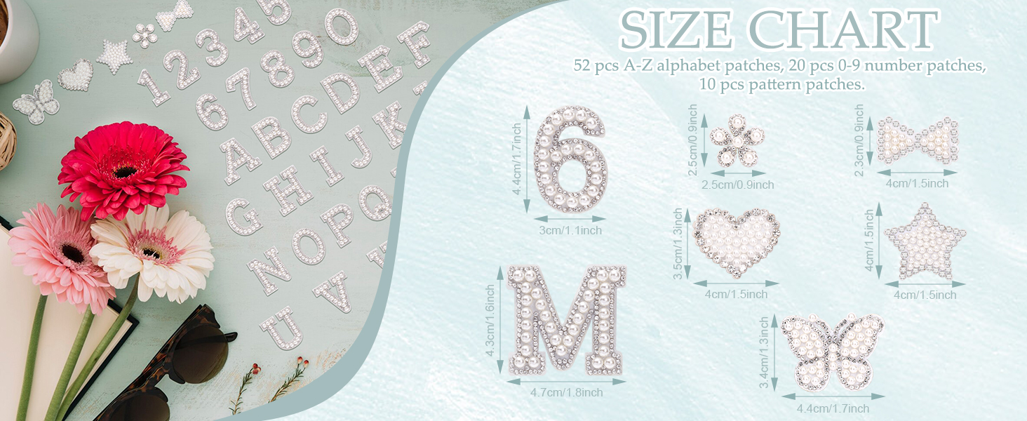 Self Adhesive Pearl Letter Patches