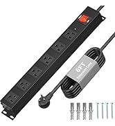 KF 6 Outlet Power Strip Surge Protector, Heavy Duty Wide Spaced Power Strip with 2200J Surge Prot...