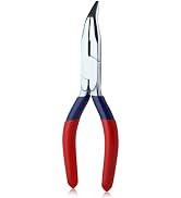 GOLD DEER 6 Inch Mini Bent Nose Pliers With Serrated Jaw - Jewelry Tool, Micro Angle Needle Nose ...