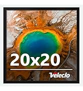 Veleclo 20x20 Picture Frame for Wall Display, 20x20 Black Picture Frame with Shatter Resistant Pl...