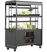 Vego garden 3 Tier Rolling Metal Corner Plant Stand Indoor with 2 Ultimate Grow Light, Powerful 6...