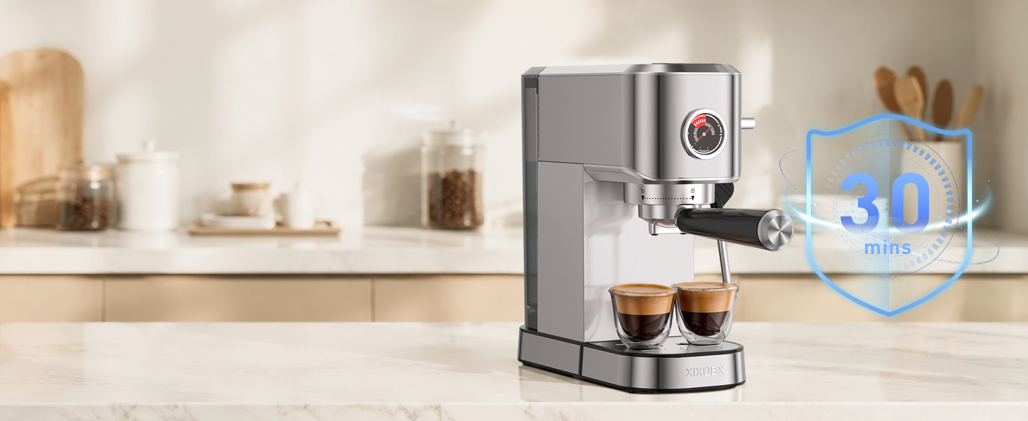 espresso machine auto shut off 30 minutes energy saving safety feature