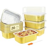 LNYZQUS 32oz Aluminum Pans Foil Baking Tins With Lids 20 Pack, 2lb Bread Loaf Pan Disposable Cake...