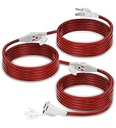 25 Ft Outdoor Extension Cord with Multiple Outlets, Evenly Spaced 3 Grounded Outlets with Safety ...