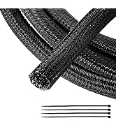 RED WOLF 1/4” x 10FT Cable Sleeves Cord Management Braided Wire Loom Sleeving Protector Wiring Ca...