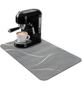 Coffee Bar Mat 20x12 Inch, Gray Streamline Style, Absorbent Hide Stain Rubber Backed Dish Drying ...