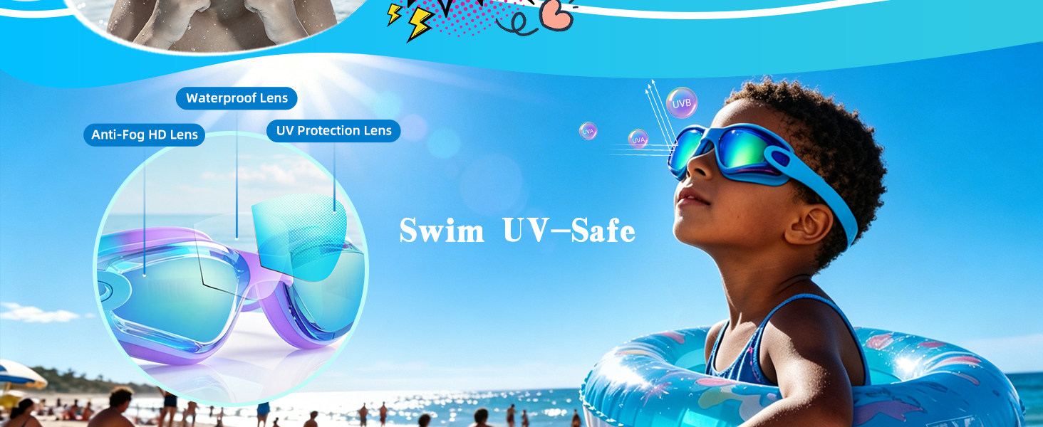 Pool Goggles with Earplugs Nose Clip