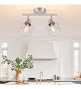 Baocuz 2-Light Brushed Nickel Semi Flush Mount Ceiling Light, Hallway Light Fixtures with Metal W...