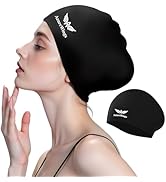AzureWings Large Swim Cap for Women Men, Swimming Caps for Long Hair Adults Youths,Silicone Swim ...