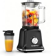 Countertop Blenders for Kitchen, Powerful Blender 25000 PRM with 58 Oz Glass Jar & To-Go Cup for ...